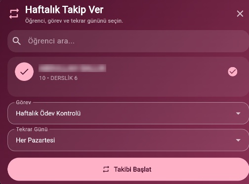 Haftalık takip verme