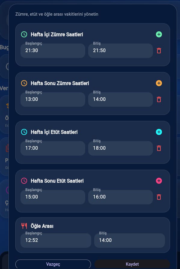 Etüt ve zümre saatleri