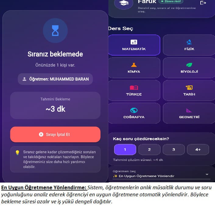 ZümreNet öğrenci sıra ekranı